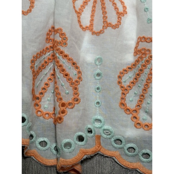 Anthropologie Maeve Embroidered Scallop White Sea Shell Midi Sundress 10 Resort - Picture 9 of 16